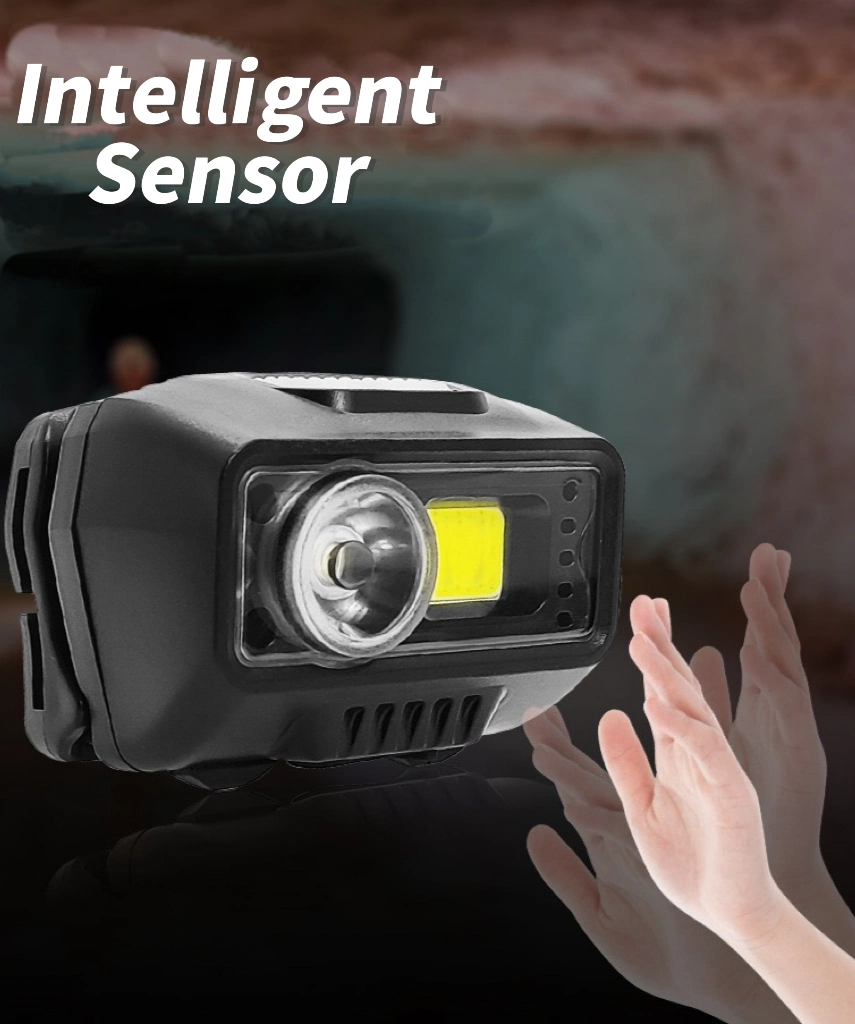 Sensor Inteligente LED Cabeza Antorcha De Emergencia Iluminaci&oacute; N Al Aire Libre Xpg Faro De Advertencia Tipo C Linterna Recargable COB Headlamp