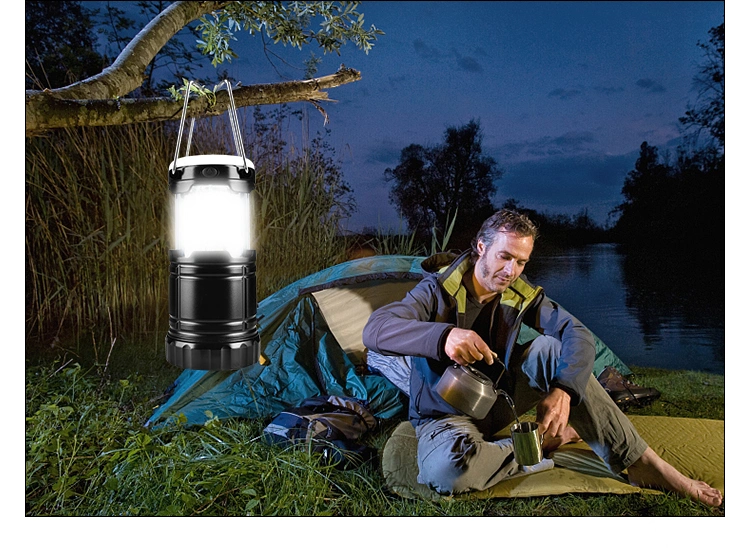 3AAA Battery with Red Warning Light LED Camping Lantern