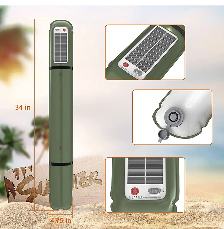 Outdoor Collapsible LED Solar Lamp Inflatable Folding Waterproof 2-in-1 Phone Charger Battery Portable Solar Camping Light