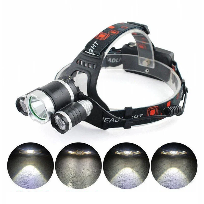 Glodmore2 3 LED Bulb 2*18650 Rechargeable Battery LED Headlamp Headlight Without Zoom