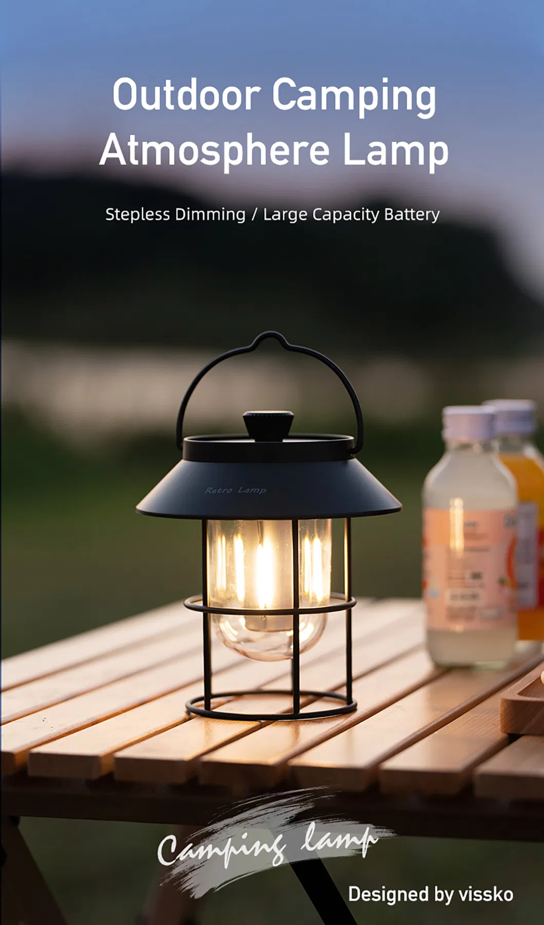 LED Lantern Light Outdoor Camping Lamp Tent Lamp USB Rechargeable Collapsible Emergency Light