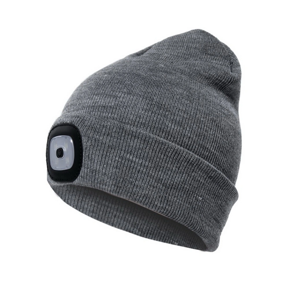 LED Beanie Flashlight Hat Unisex USB Rechargeable Hands Free 4 LED Headlamp Cap Winter Knitted Night Lighted Hat Beanie