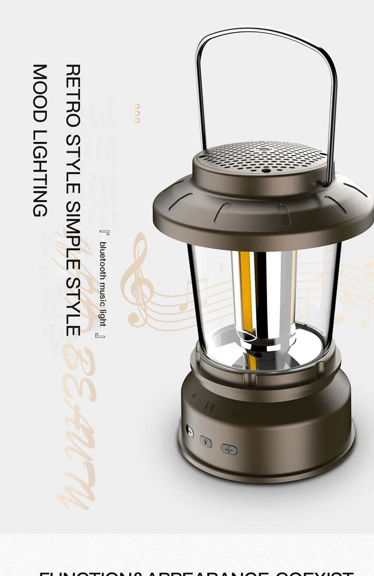 2023 Newest Speaker Camping Light Mood Lantern Portable Rechargeable Outdoor Lamp for Ambient