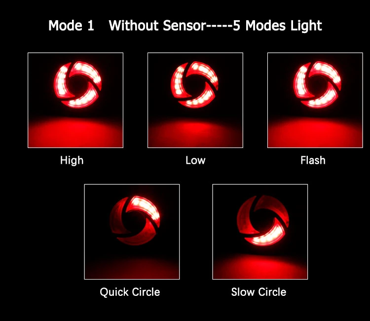 Brightenlux High Quality COB LED USB Rechargeable IP65 Waterproof Red Warning Light Back Bike Light
