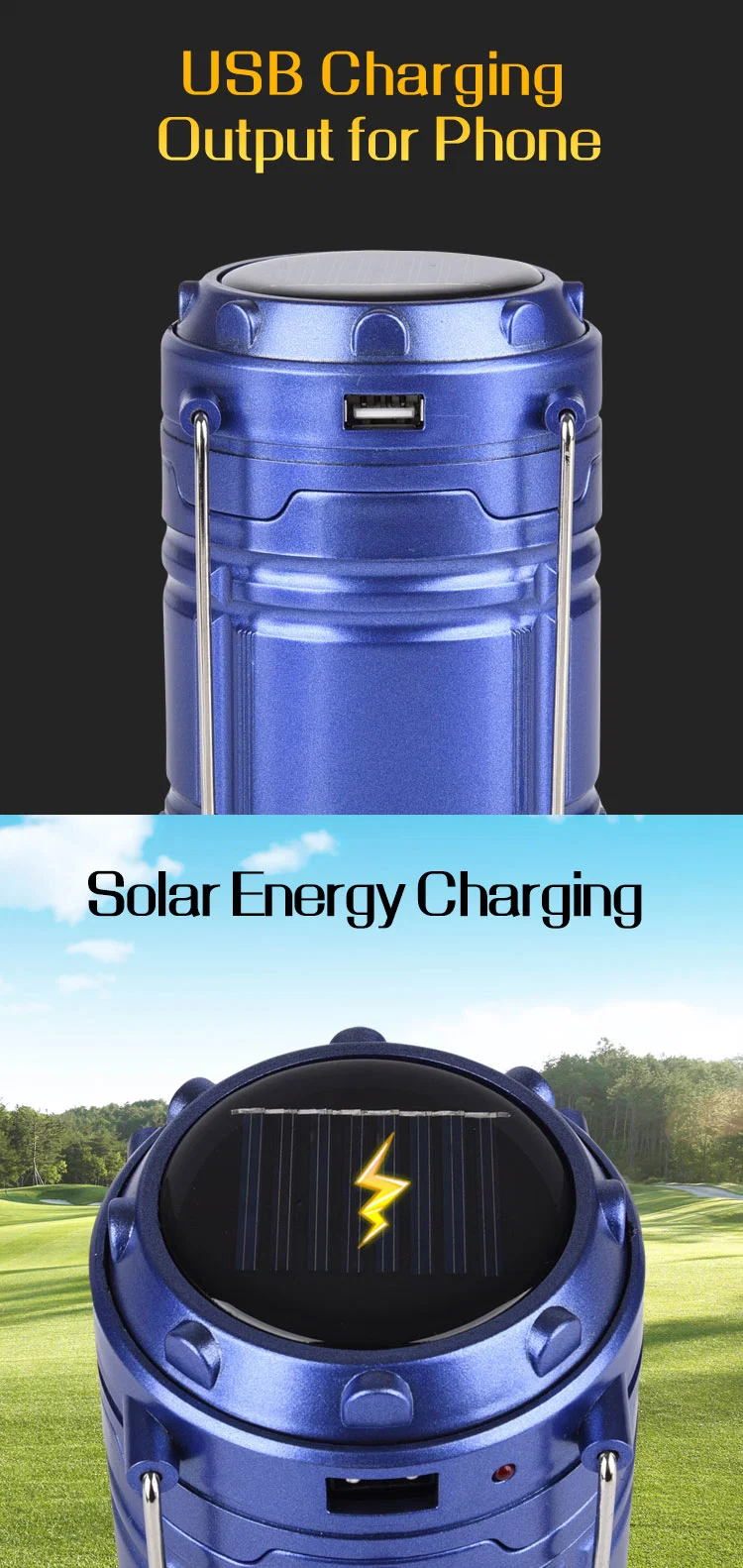 Charging Plastic Portable Telescopic Rechargeable Solar Folding Camping Lantern Outdoor Light