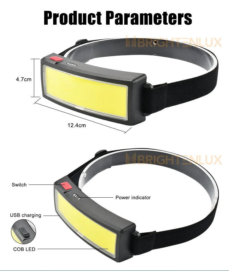 Brightenlux Fashion 3 Modes Light Rechargeable Miner High Lumens COB LED Headlamp