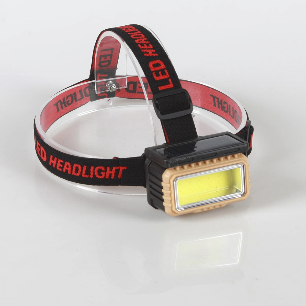 Yichen Solar Rechargeable COB LED Headlamp with Red Warning Light