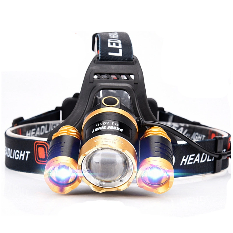 3ledt6 Strong Outdoor Headtorch High Light Long Shot Fishing Strong Rechargeable Headlamp