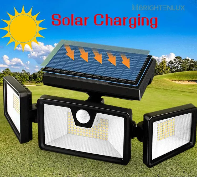 Brightenlux Garden Yard Easy Installation 188 LED Solar Energy IP65 Waterproof Motion Sensor Solar Wall Strip Light with 3 Modes