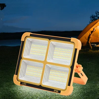  Hot Sell 10W-100W Gelb Blau Grau verschiedene Farben Multifunktionales Outdoor Tragbare wiederaufladbare Notfall Solar Camping Licht auf Lager mit USB