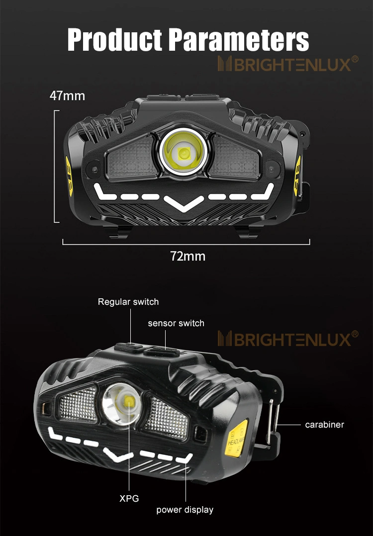 Brightenlux Most Powerful ABS Xpg LED Headlamp Flashlight, Waterproof 340 Lumen High Power USB Rechargeable Headlamp