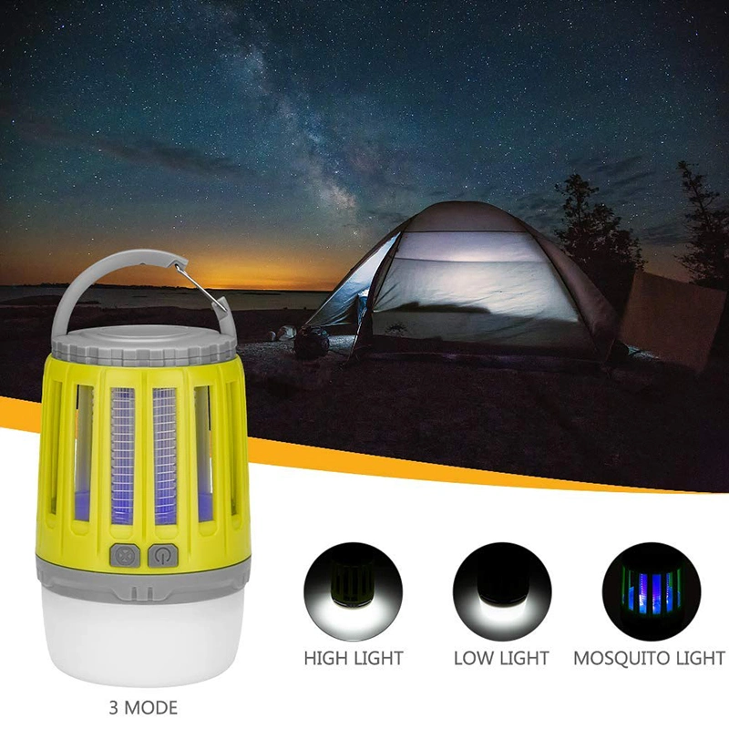 2 in 1 USB Rechargeable LED Mosquito Killer Light with 360-400nm UV Mosquito Zapper Camping Lighting for Outdoor LED Emergency Camping Tent Lamp