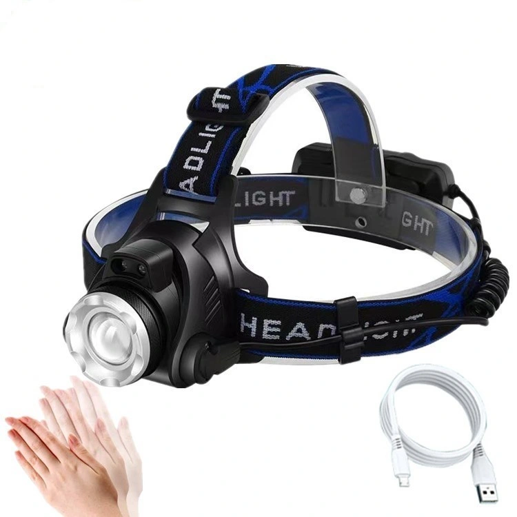 Portable Wholesale Powerful Waterproof USB Zoom Rechargeable Head Lamp Four Modes LED Head Lamp Torch Headlamp