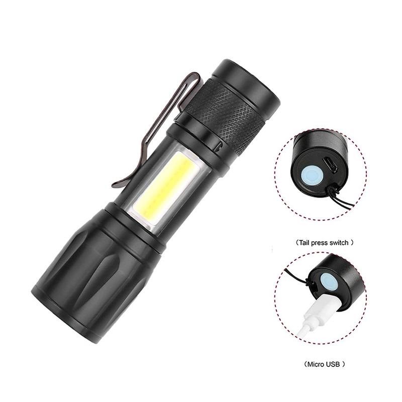 Mini LED Flashlight Tactical Torch Light Zoomable COB High Quality Handheld Light