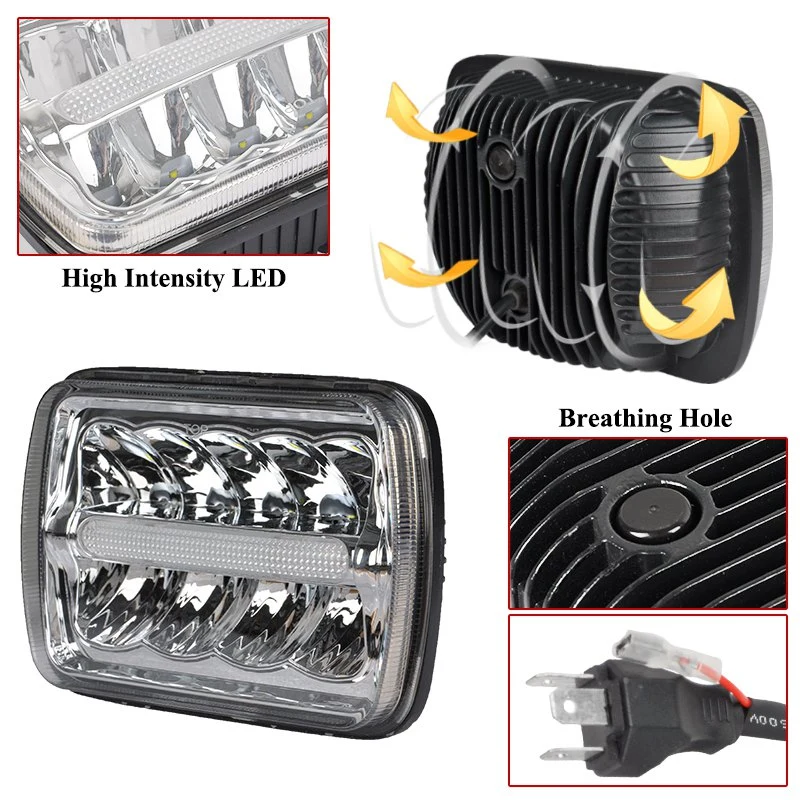 4X6&prime;&prime; 45W Strong Light DRL Square LED Fog Driving Light Head Light 12V/24V LED Work Light for Truck Tractors