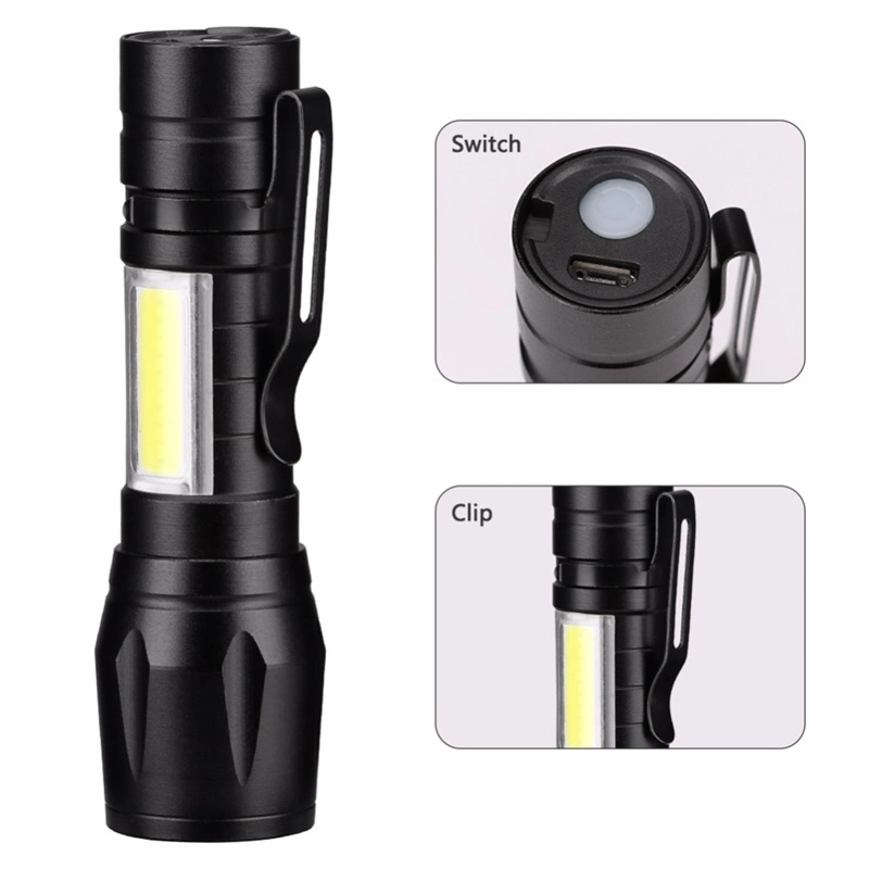 Mini LED Flashlight Tactical Torch Light Zoomable COB High Quality Handheld Light