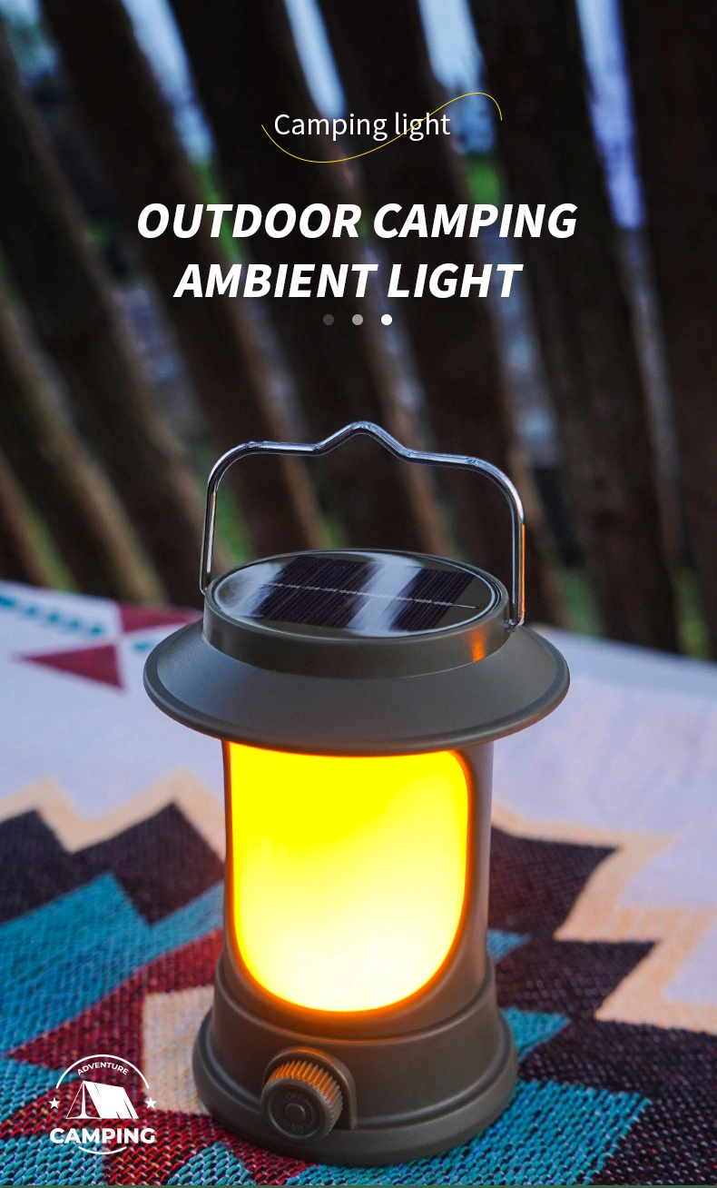 Multifunctional Folding Solar Light Camping Lamp Type-C Rechargeable Outdoor Light for Garden