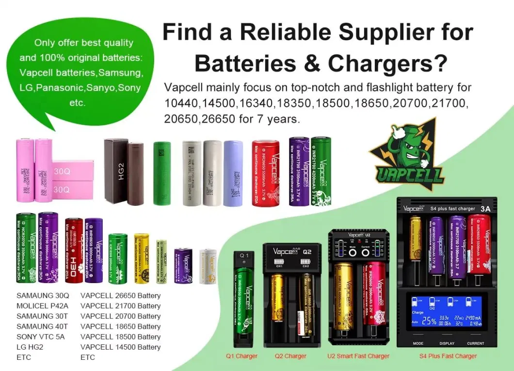 Lowest Price Vapcell Q2S-C 2 Slots Li Ion Battery Charger with Type - C for Battery 18650 21700 26650 14500