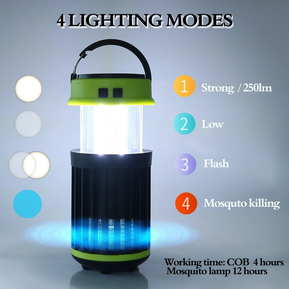 Waterproof Portable Outdoor Mosquito Destruction Lamp Rechargeable LED Solar Lantern Camping Light