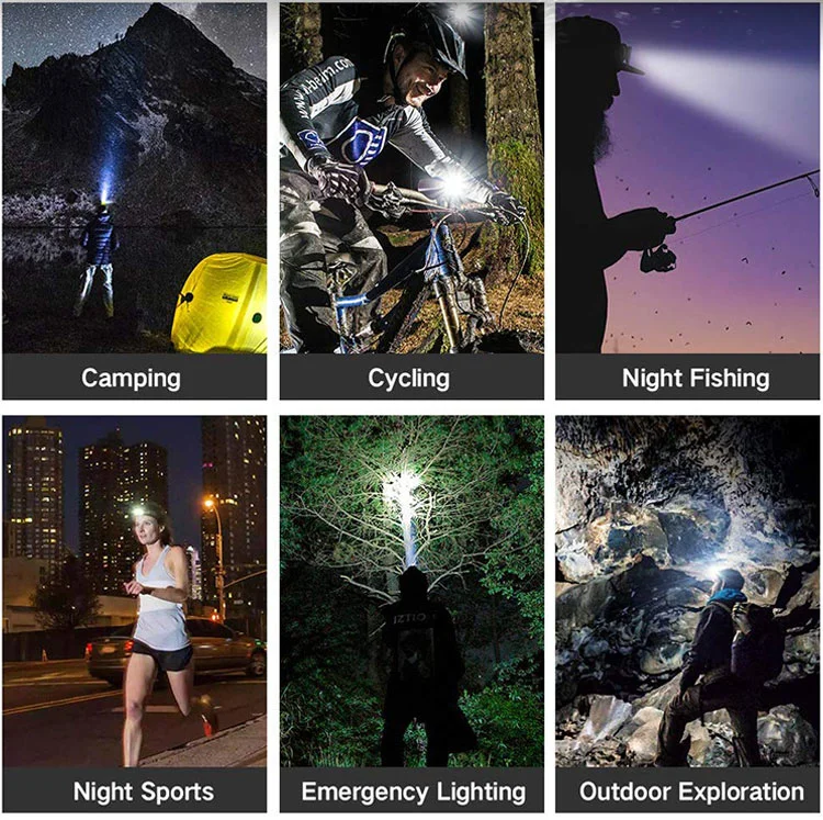 Brightenlux High Power 500 Lumens USB Rechargeable Outdoor Light Weight Sensor LED Headlamp