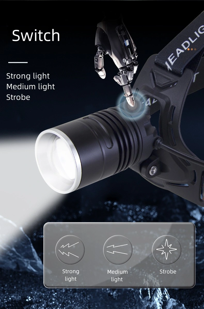 Strong Light Zoom Super Bright Aluminum Alloy Outdoor Night Fishing Riding Headlight