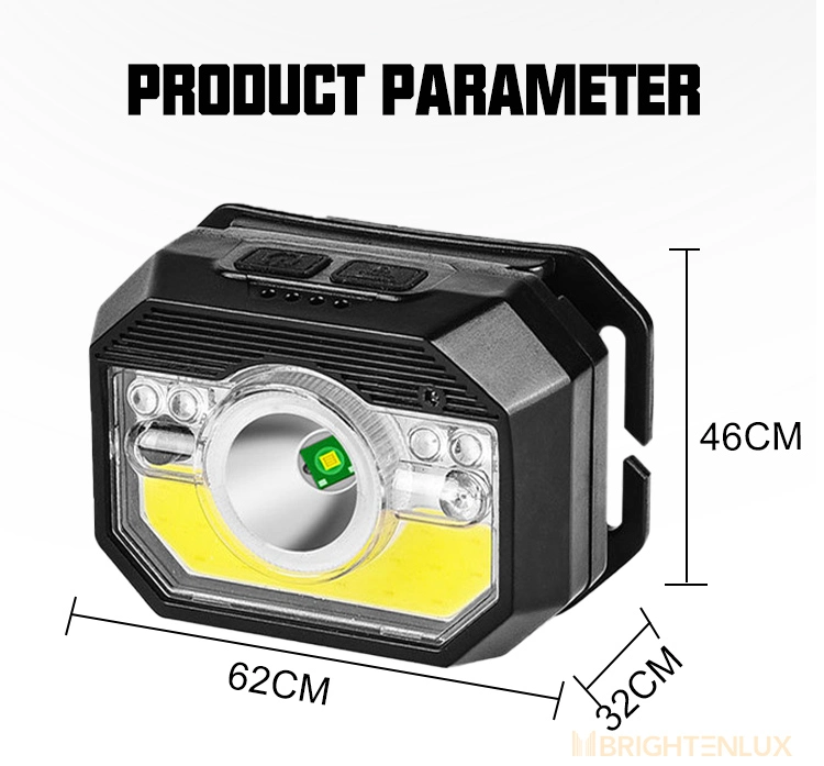 Brightenlux Factory Supply Cheap Lithium Battery XPE COB Bulb Waterproof Multifunctional Sensor Headlamp with Adjusting Buckle