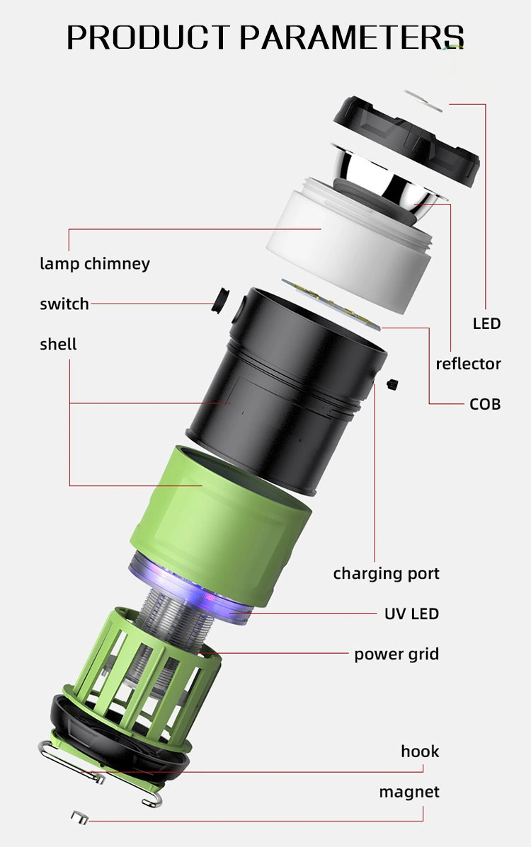 Glodmore2 Logo Printing Summer Hot Sale COB LED USB Charging Waterproof Mosquito Killer Lamp Camping Light with Magnet