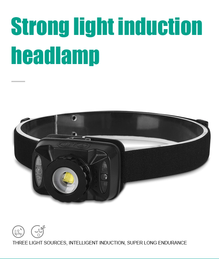 USB Rechargeable Waterproof Outdoor Handfree Wave Sensor LED Headlamp