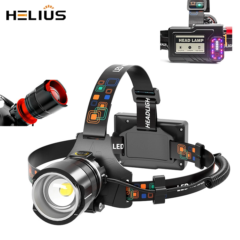 30W/Xhp50/T6 New Wave Sensing Zoomable Type-C Input and USB Output Warning Light LED Headlamp Headlight