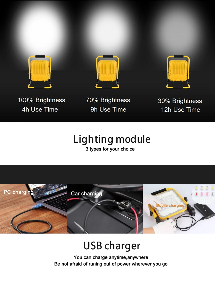 Slim Die-Casting Aluminum Camping Outdoor Emergency Waterproof IP65 100W LED Work Light