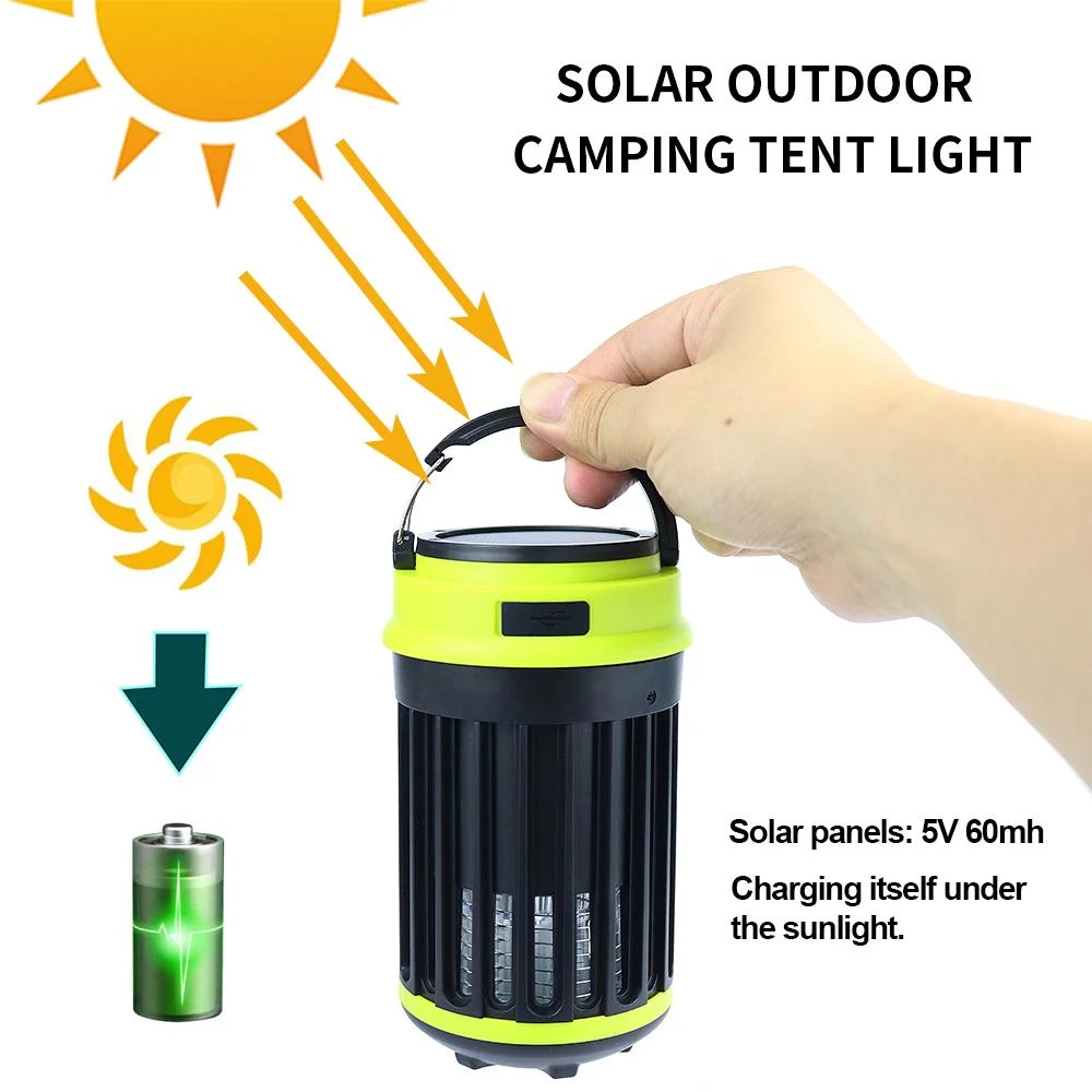 Waterproof Portable Outdoor Mosquito Destruction Lamp Rechargeable LED Solar Lantern Camping Light