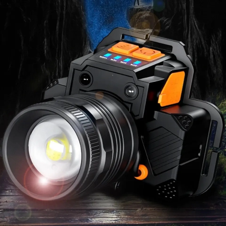 LED Zoomable Rechargeable Battery Motion Sensor Xhp50 LED Portable Headlamp for Camping