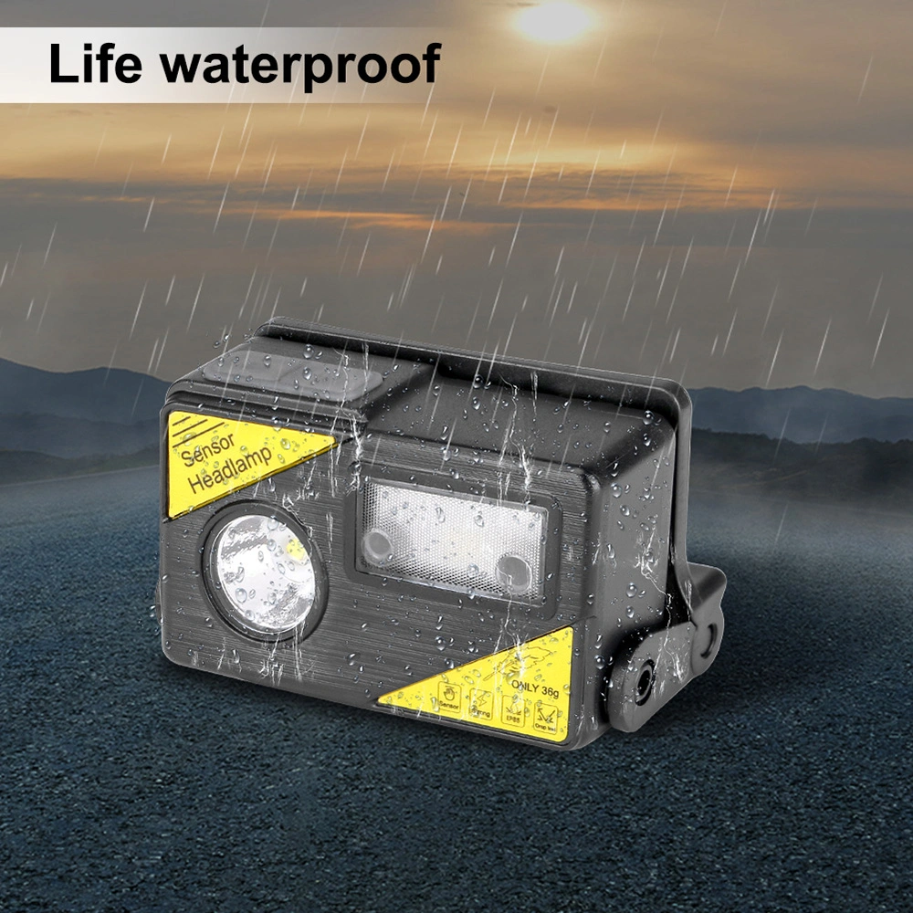 Portable Induction LED Headlamp USB Charging Hat Clip Light Built-in Battery Mini Headlight