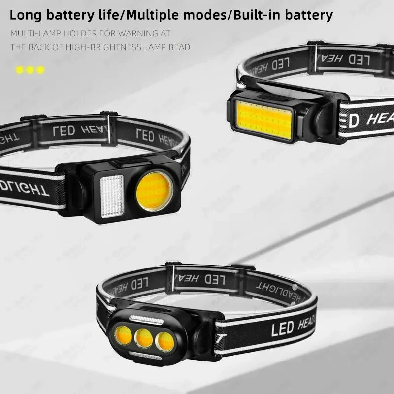 Custom Packaging Headlight Night Flashing Ipx4 Waterproof COB Induction Headlamp