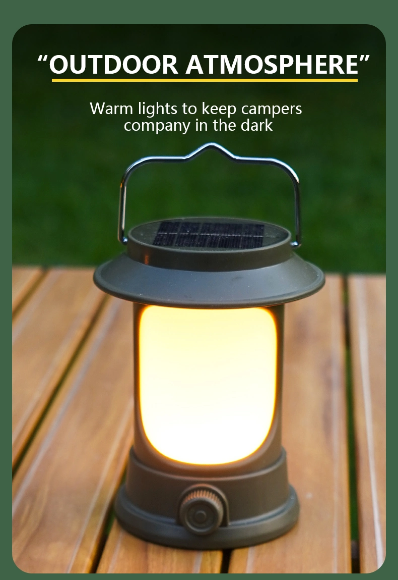 Multifunctional Folding Solar Light Camping Lamp Type-C Rechargeable Outdoor Light for Garden