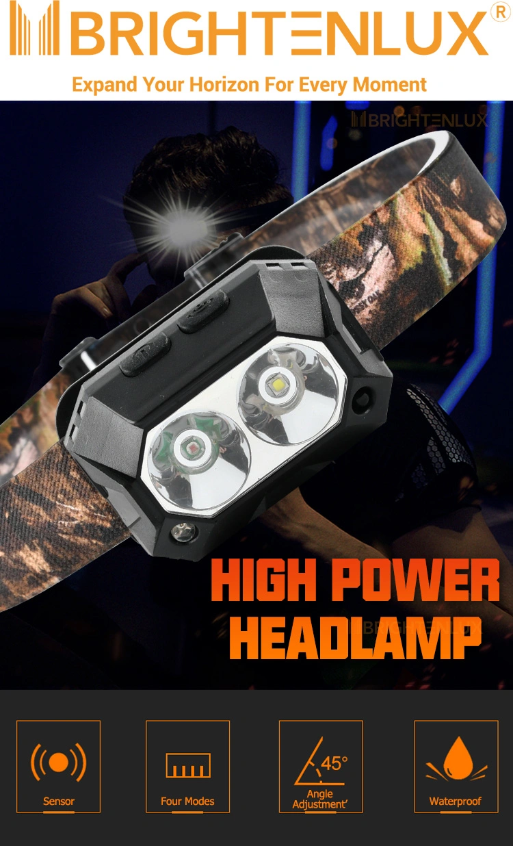 Brightenlux ABS 150 Lumen Rechargeable Sensor Head Torch Light Lithium Batteries LED Headlamps