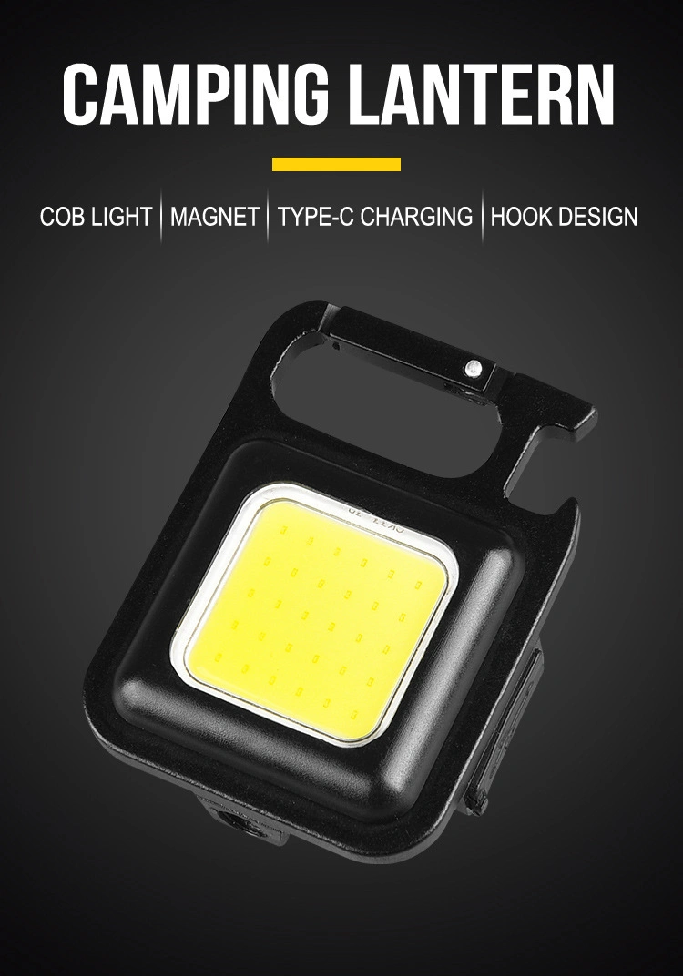 Hot Selling Rechargeable COB LED Portable Work Light for Camping USB Rechargeable Mini COB Work Light Keychain LED Flashlight 80