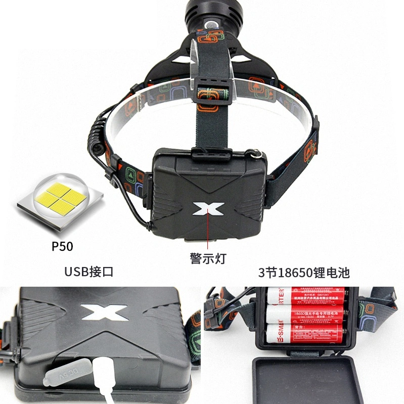 P50 LED High Power USB Charging LED Headlamp for Outdoor