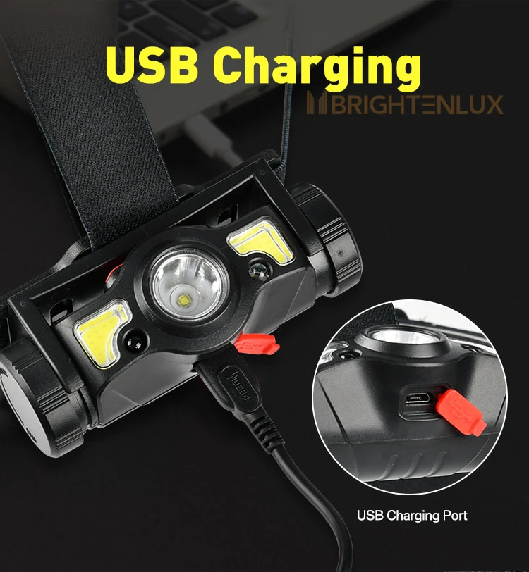 Brightenlux 2 in 1 Multi-Functional Rechargeable Mining Battery Motorcycle Whaterproof COB LED Headlamp