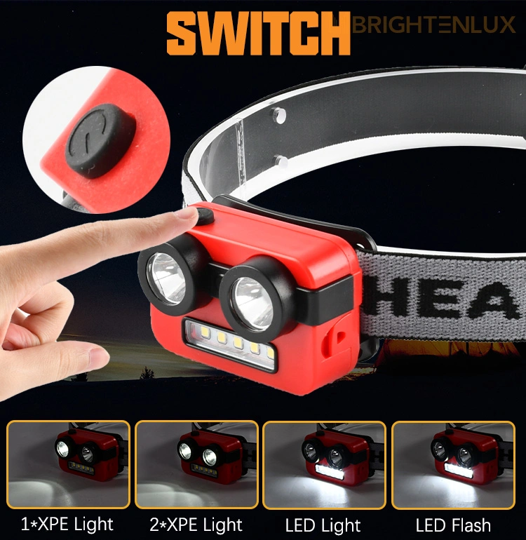 Brightenlux New Design Children Red Yellow Plastic Dry Battery Cartoon LED Headlamp