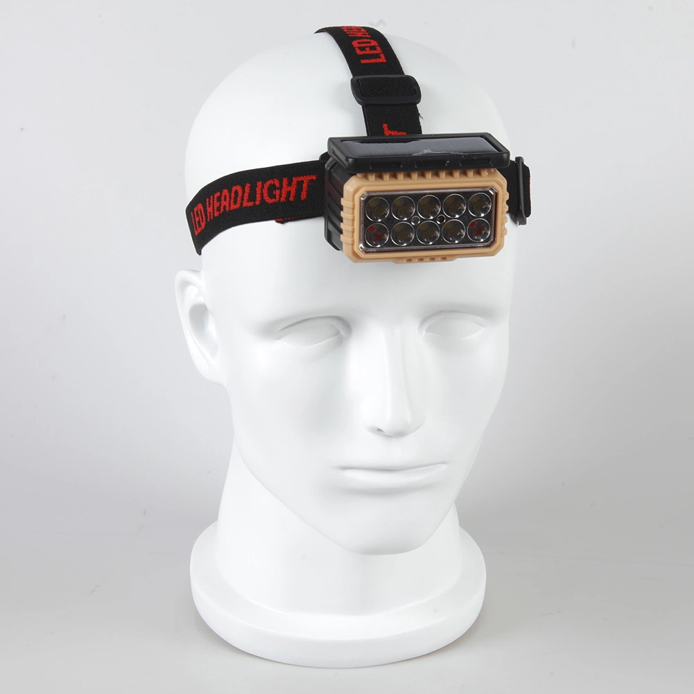 Yichen Solar Rechargeable LED Headlamp with Red Warning Light