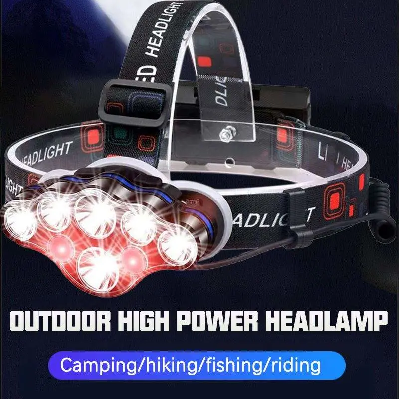 Glodmore2 90 Degree 8 LED Most Powerful 13000 Lumen LED Head Headlights, USB Rechargeable Headlamp for Outdoor Activities