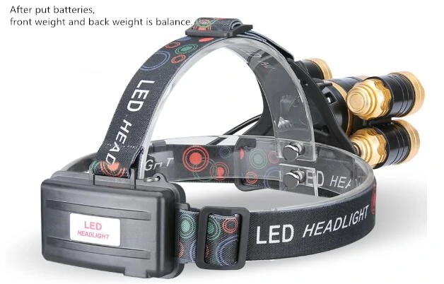 USB Rechargeable 4 Modes Waterproof Zoomable 5 LED Head Lamp Headlight