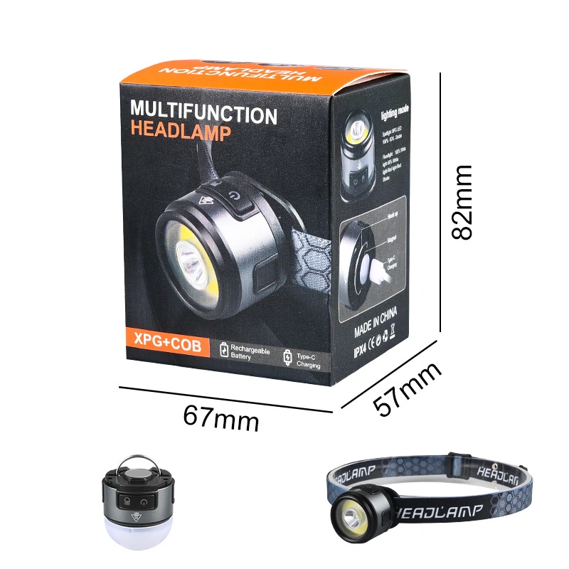 Quality Mini Outdoor Camp Detachable Emergency for Head Torch Lighting 7 Flash Mode Waterproof LED Headlight Aluminum COB LED Headlamp with 2 Switch