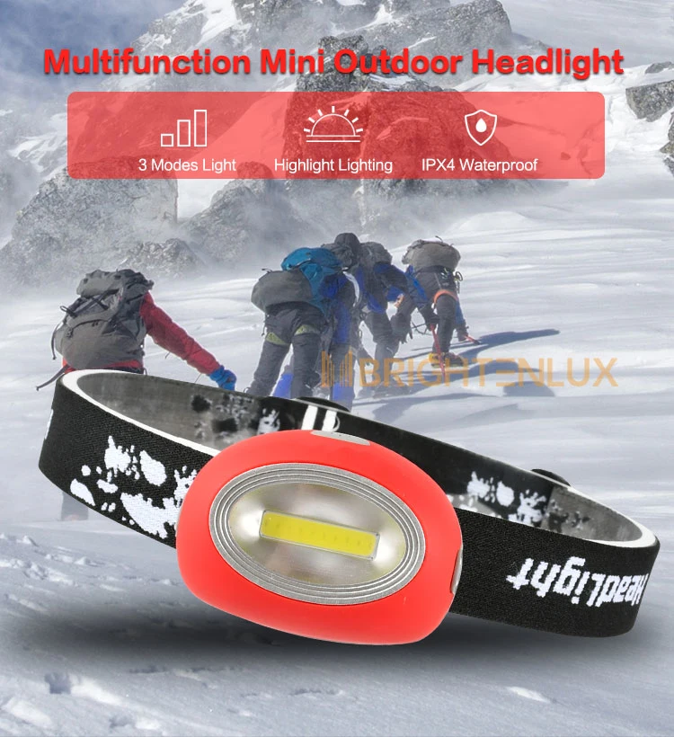 Brightenlux New Kid Design 3 Modes 3*AAA Dry Battery Comfortable Portable Waterproof Mini COB LED Outdoor Headlamp