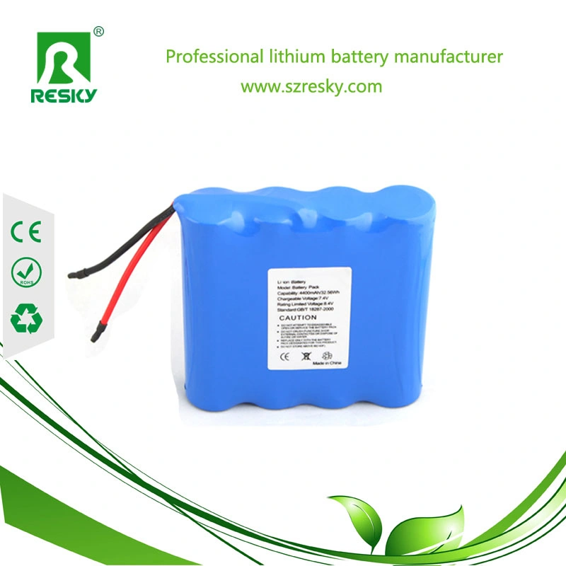 PCM Protected Lithium 18650 7.4V 2s1p 2200mAh Rechargeable Battery