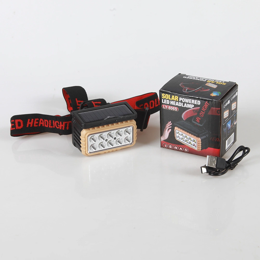 Yichen Solar Rechargeable LED Headlamp with Red Warning Light