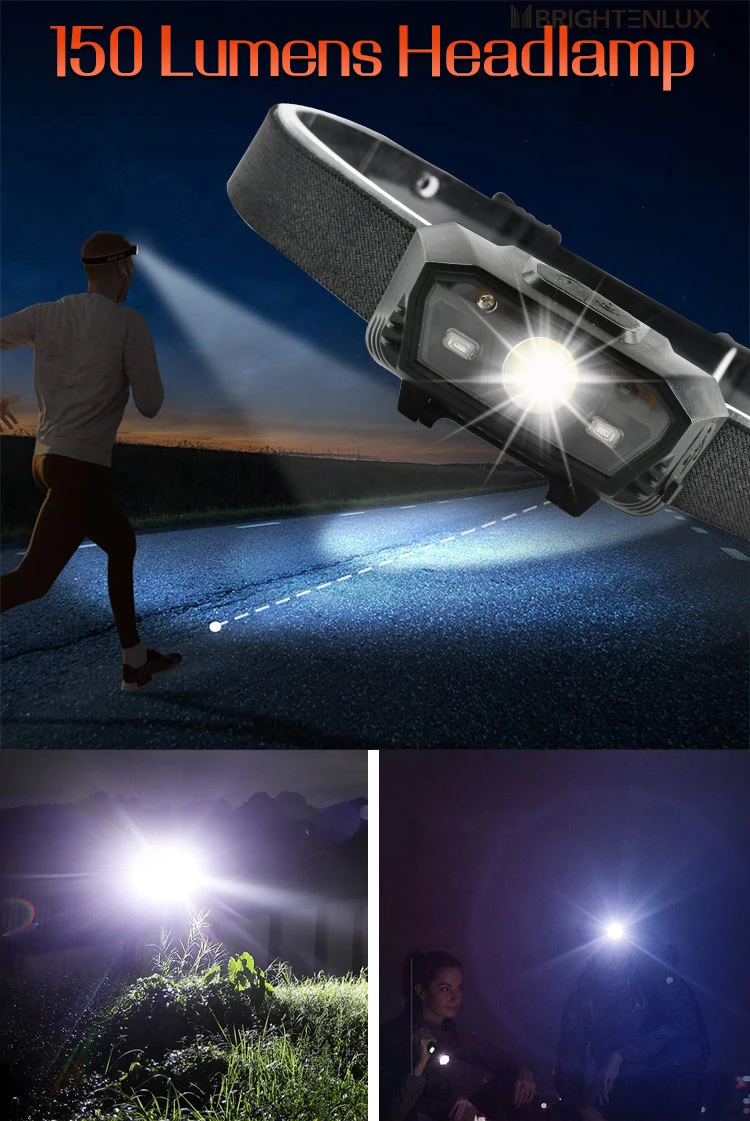 Brightenlux Best High Power Lithium Battery USB Rechargeable Waterproof Sensor LED Rechargeable Hunting Light Headlamp