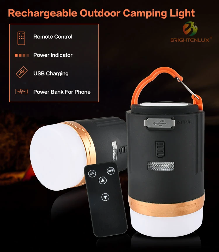 Brightenlux USB Rechargeable 4800mAh Battery Remote Control LED Camping Light Outdoor Camping Lamp Portable Lanterns Emergency Lights