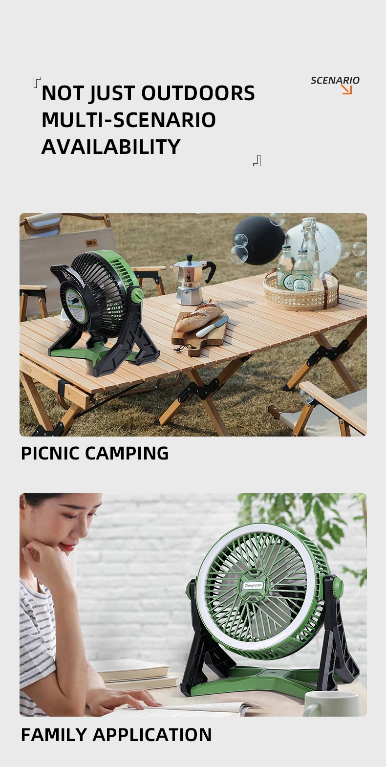 Table Fan USB Phone Rechargeable LED Light for Home Outdoor Camping